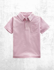 Ex Mini Boden Boy's Short Sleeve Slub Polo Shirt in Pink Cotton