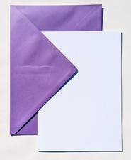 10 x A3 Folded To A4-Large White Card Blanks And Purple Envelopes (300gsm) (198)