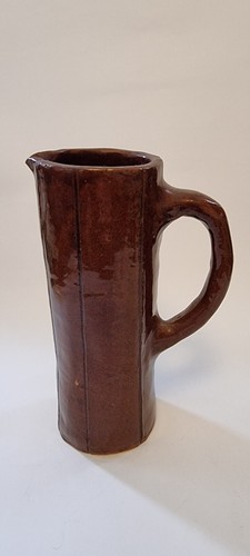 Clay brown pottery jug - pottery,