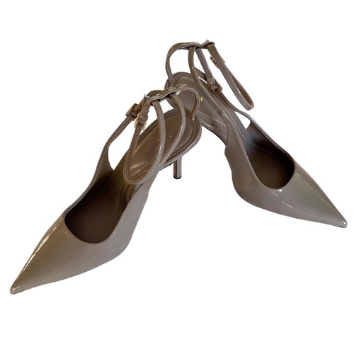 Zara patent taupe slingback - zara,