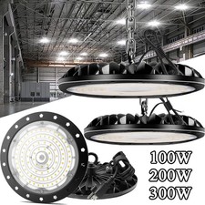 LED High Bay Light 100W/200W/300W Low Bay UFO Warehouse Garage Industrial Lamp 