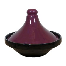 Ceramic Tagine Cooking Pot Moroccan Style Casserole Dish & Lid Purple & Black 