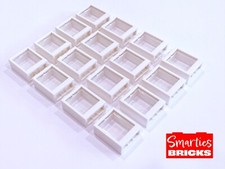 16 x LEGO White Window 1 x 2 x 2 Flat Front with glass Inserts - Job Lot