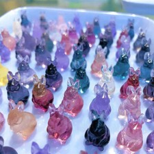Natural Mini Fluorite Carving Animals Stone Quartz Crystal Healing Decor Reiki