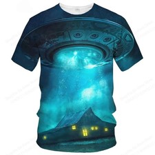 Men UFO Alien 3D Print T Shirt