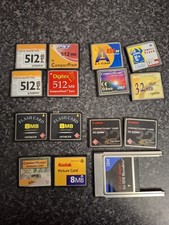 Vintage CompactFlash Card Lot 14x (8MB–512MB) + IBM Microdrive Adapter