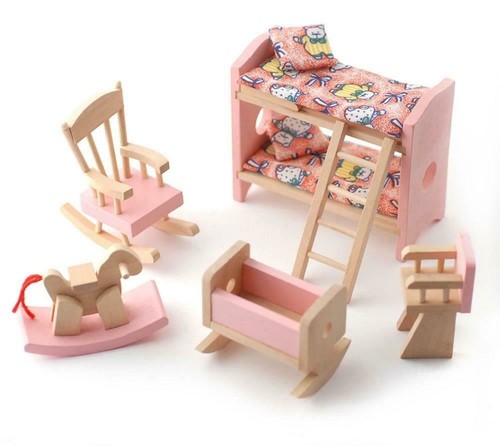 Dolls house pink wooden - house,