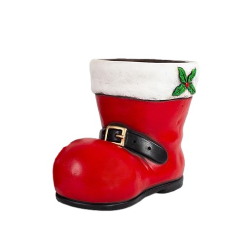 Cement red boot planter - cement, 19cm