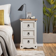Corona Bedroom Furniture White Wax Bedside Chest Drawers Wardrobe Dressing Table