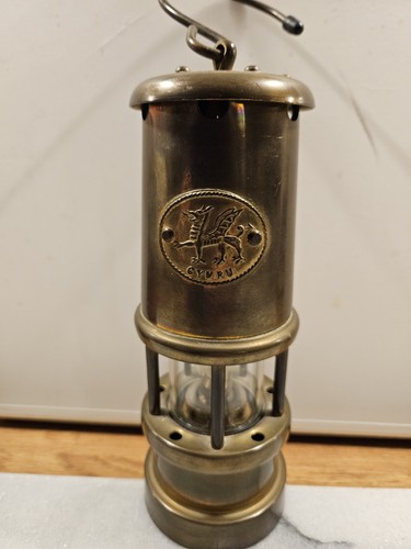 Solid brass welsh miners lamp - brass,