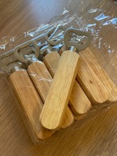 10 x Stainless Steel Wooden Handle Bottle Openers