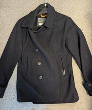 Super dry Navy Blue Pea Coat XL Slim Fit