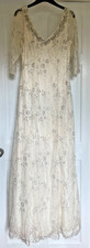 Vintage Monsoon Wedding Dress Size 8 Beaded Lace Sequins Champagne Ivory 50 60's