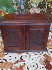 Antique Oak Small Cupboard Shelf Paneled Doors Circa 1910 Pls Read Description