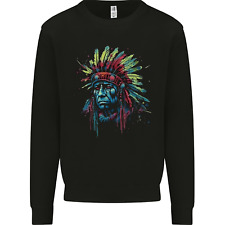 Native American Demon Indian Biker Mens Sweatshirt Jumper