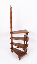 Vintage Set Spiral Mahogany Library Steps 20th C