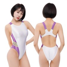 LEOHEX Women's Swimwear Sexy Sleeveless One Piece Swimsuit Shiny Beach Bodysuit