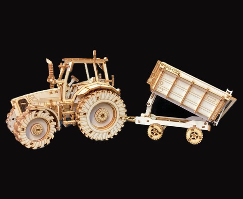 Laser cut wooden tractor - laser,