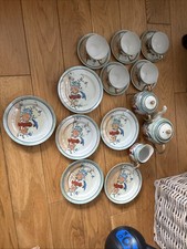 Klimax Japanese Hand Painted Teacup Set, Teapot, 5 Cups, 5 Saucers, Milk Jug