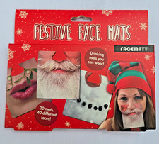Paladone Festive Face Mats – 20 Reversible Xmas Coasters Funny Party Photo Props