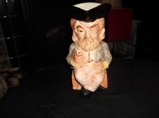 VINTAGE GLAZED TOBY JUG TRICORN HAT SAILOR WITH PIPE & EYE PATCH 7.25" HIGH