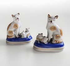Vintage Antique Cat Ceramic Figures By Samson Chelsea Pottery Anchor Mark