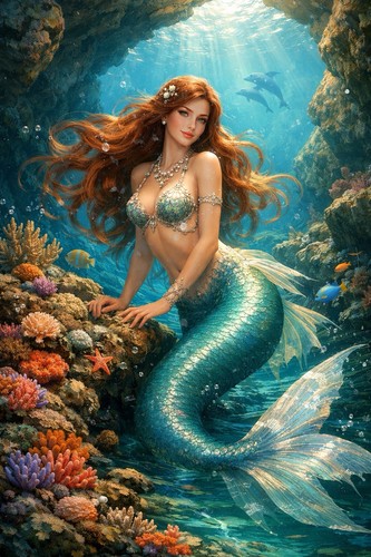 Mermaid modern postcard - mermaid,