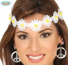 1960s Hippy Fancy Dress Flower Headband 60s Hippie Floral Headpiece fg