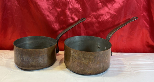 Vintage copper pans with - vintage,