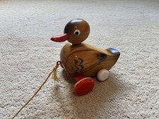 Vintage Wooden Pull Along Duck