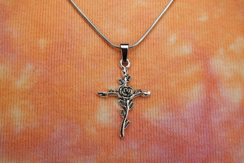 Rose cross necklace - cross,