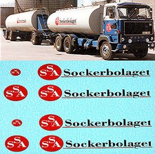 Volvo F89 SSA Sockerbolaget Sugar Company 1:50 Truck Decal Decal