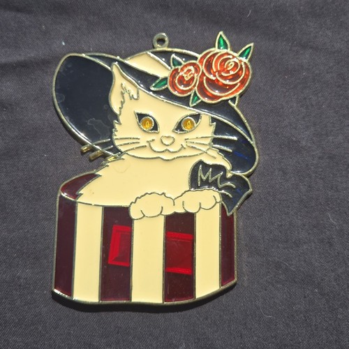 Vintage stained glass - vintage, cat