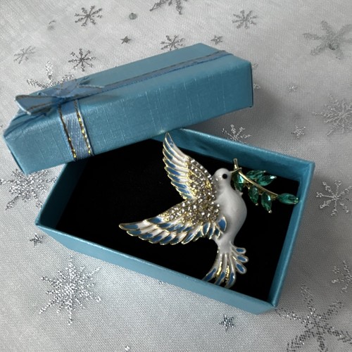 Enamel white dove - dove, bird