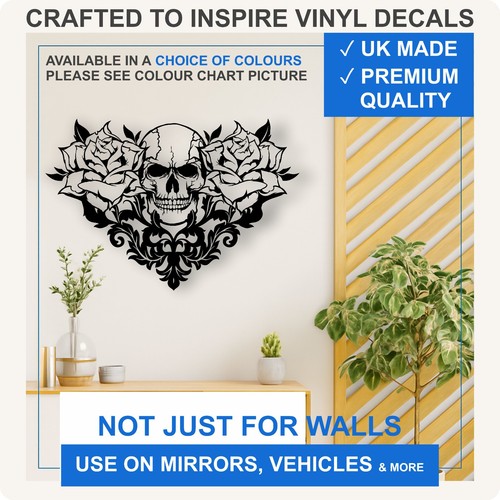 Heart skull roses wall art - &,