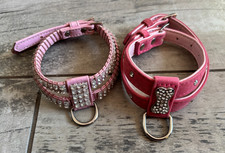 2 x Rose Baby Pink Chest Harness Bling Diamonté Faux Leather Plush Walk Fashion