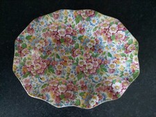 Small Oval Fluted Serving Dish James Kent Apple Blossom Vintage No Chips 21x17cm