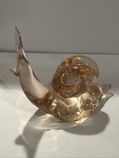 Vintage Art Glass Snail Pale Pink Paperweight 