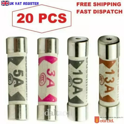 20x mixed domestic fuses 5a - fuses, 3a