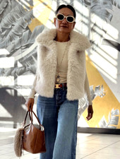 ZARA ECRU LIGHT BEIGE FAUX FUR