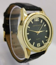 Vintage Pierre Cardin Faceted Crystal Gold Tone 42mm Gents Quartz Wrist Watch