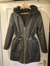 Zara Women's Reversible Coat. Foax Fur Coat  Or Waterproof Fur Lined. 6 Pockets.