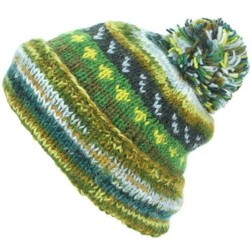 Chunky wool knit beanie bobble - chunky,