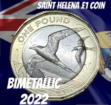 Saint Helena Coin £1 Pound 2022 Bimetallic Sooty Tern Bird Animal Flight QEII