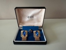 Vintage swank blue rhinestones - blue,