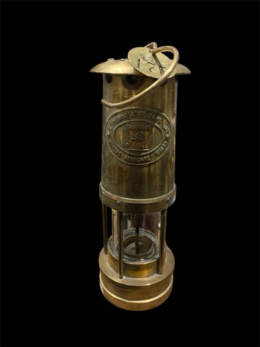 Vintage brass miners lamp - vintage, e
