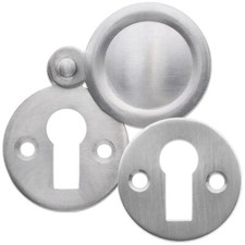 Escutcheon Key Hole Cover SATIN CHROME Victorian Keyhole Door Plate Matt Silver