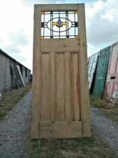 XSG 13b (31 1/2 x 79) Original 1930's Period Pine Stained Glass External Door