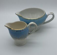 milk creamer jugs blue and white with gold leaf detail Vintage Wedding Party