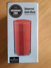 ROUND ACRYLIC KNIFE BLOCK - ROCKINGHAM FORGE RED FIBRE SPACE FOR UP TO 5 KNIVES